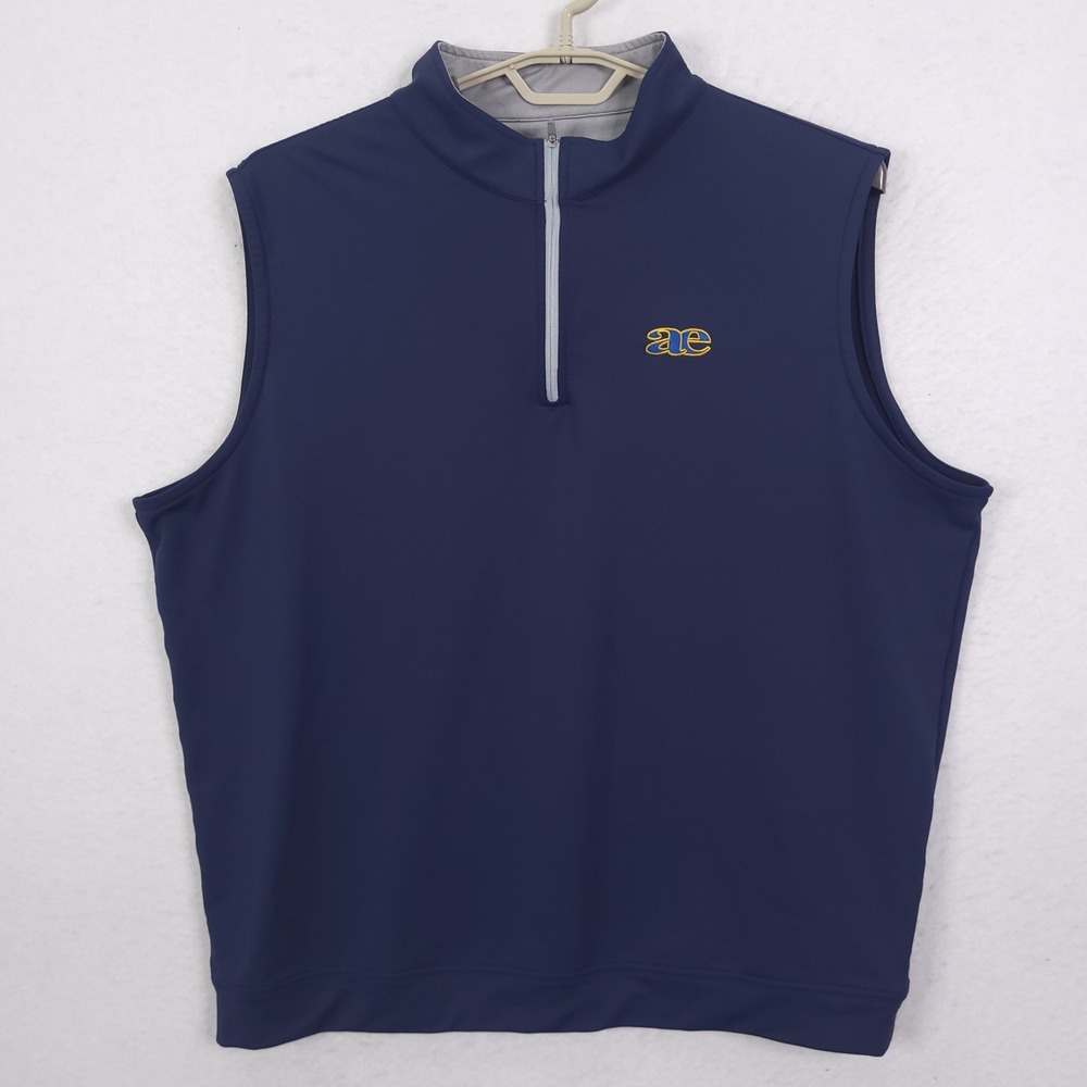 Peter Millar Golf Vest Mens XXL Navy Blue Quarter Zip Performance AE Logo